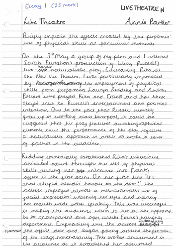 Aqa a level drama specification picture