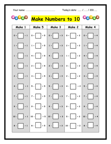 Number Bonds to 10 - Activity Booklet & Poem