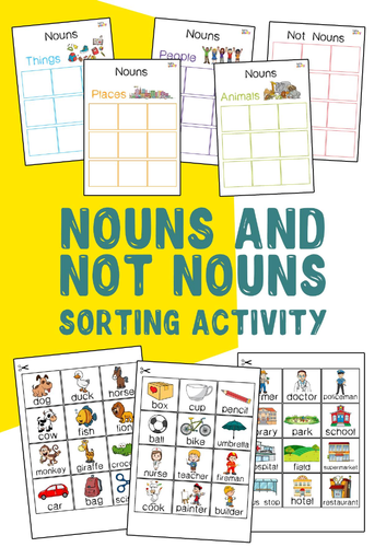 nouns and not nouns sorting activity teaching resources