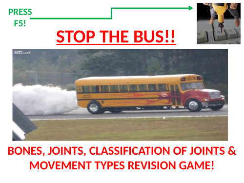 STOP THE BUS! GCSE PE revision starter/plenary on bones, joints and ...