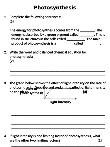 NEW AQA GCSE Trilogy (2016) Biology - Photosynthesis