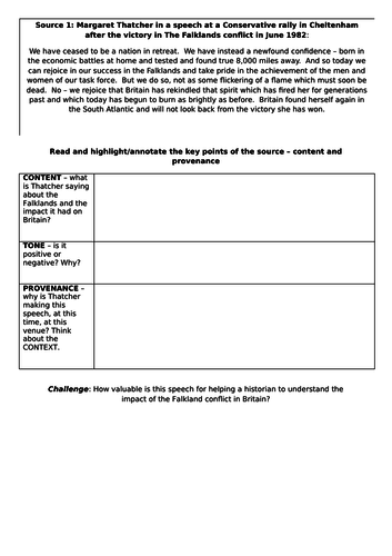 AQA A level 2S Making of Modern Britain - the Falklands