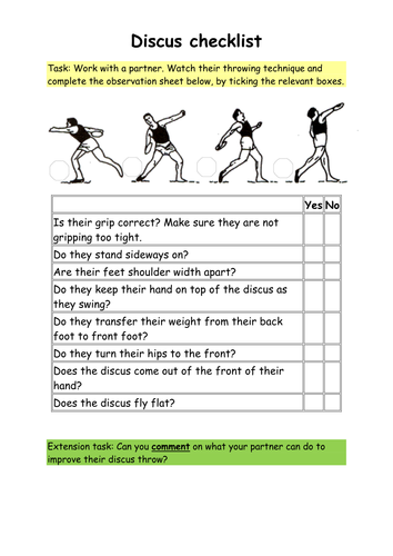 Discus Task Card | Teaching Resources