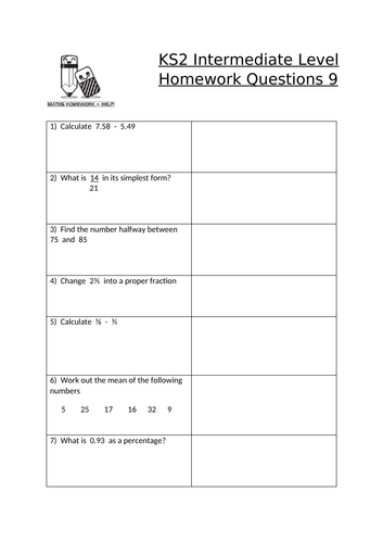homework resources for middle school subjects math and english