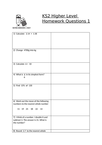 ks2-maths-higher-level-homework-worksheets-teaching-resources