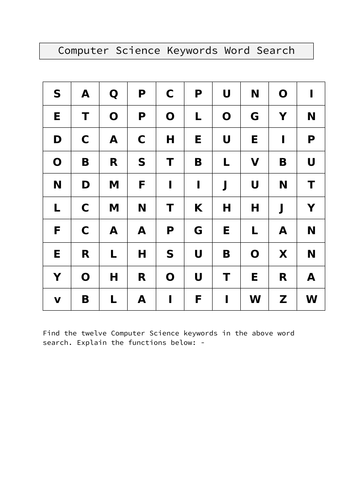 :::Computer Science Keywords Word Search::: | Teaching Resources