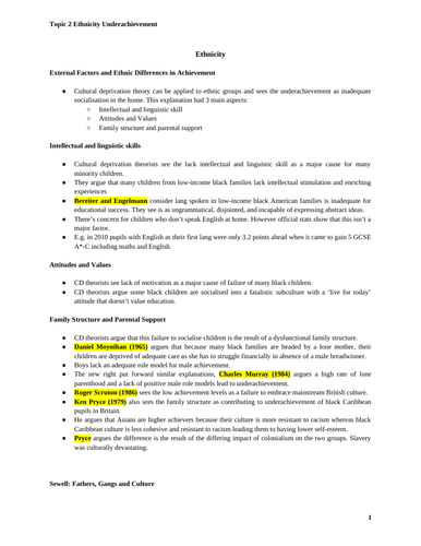 A Grade Ethnicity and Underachievement Sociology Notes