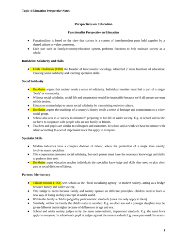 A Grade Educational Perspective Sociology Notes