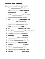 The articles worksheet