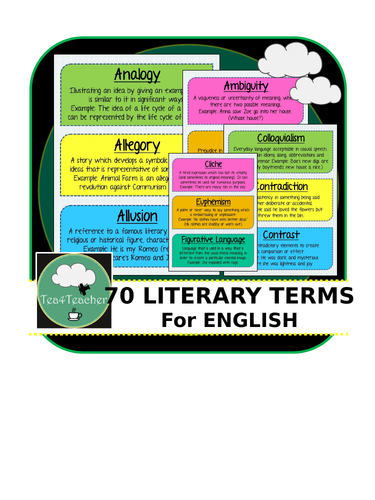 Literary Terms & Vocabulary for English Classrooms x100 Frieze ...