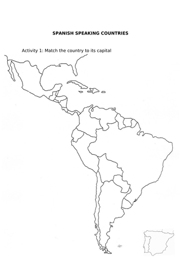 Blank Spanish Speaking Countries Map Spanish Speaking Countries Lesson. | Teaching Resources