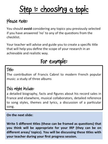 individual research project french