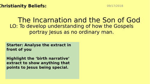 AQA GCSE RE RS - Christianity Beliefs - L4 Incarnation Son of God