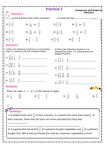 KS3 Lesson Worksheet - Fractions (Comparing & Ordering) | Teaching ...