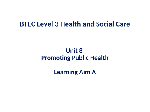 Pearson BTEC Level 3 National Diploma in Health and Social Care - Unit ...