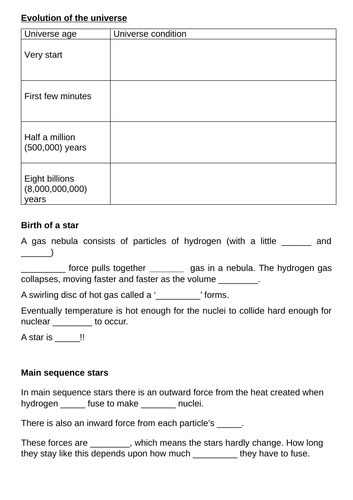 Life cycle of the stars - GCSE Physics | Teaching Resources
