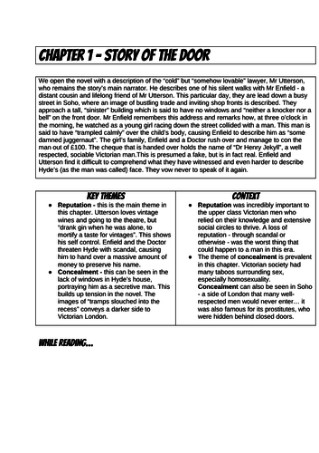 Jekyll and Hyde chapter 1&2 summaries GCSE English Literature