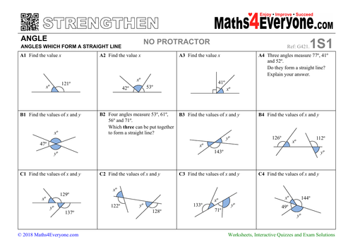 Angles On A Straight Line Worksheets With Answers Teaching Resources