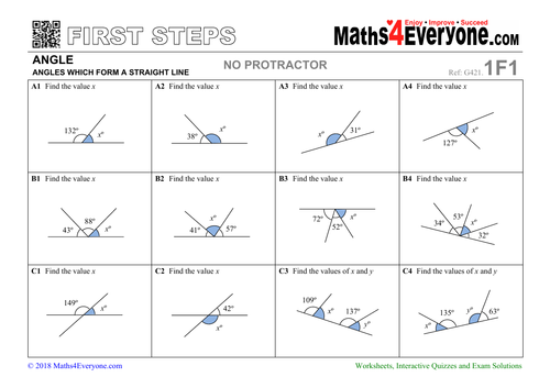 Angles On A Straight Line Worksheets With Answers Teaching Resources