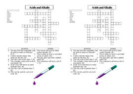 Acid and Alkali crossword Teaching Resources