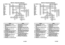 Element Compound Mixture crossword Teaching Resources