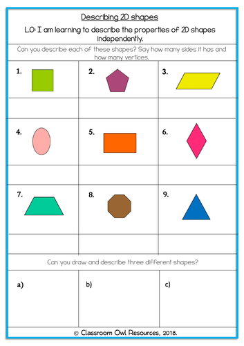 Year 2 Maths: Identifying properties of 2D shapes (differentiated ...