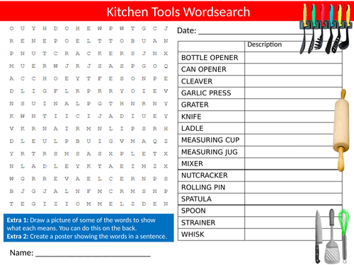 3 x The Kitchen Wordsearch Sheet Starter Activity Keywords Cover ...