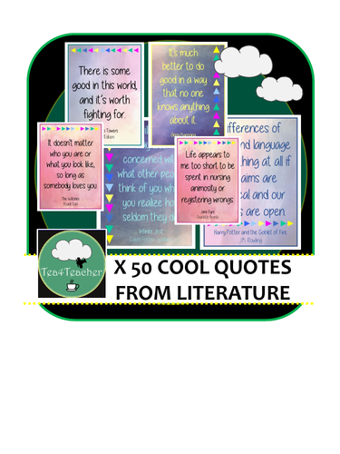 50 Great Quotes from Literature- Watercolours Display Posters for ...