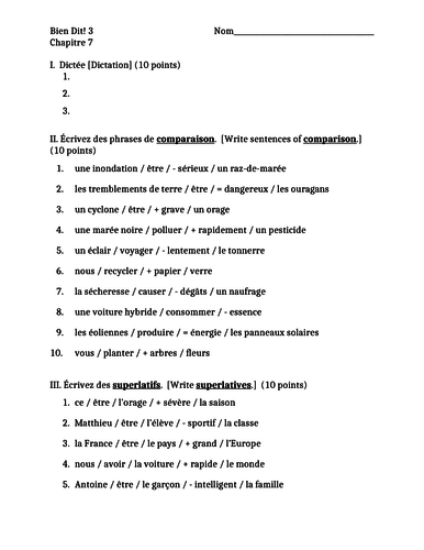 Bien Dit 3 Chapitre 7 Test