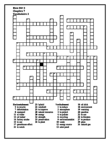 Bien Dit 3 Chapitre 7 Vocabulaire 2 Crossword