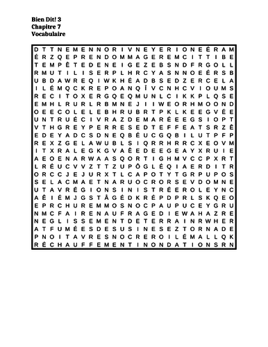 Bien Dit 3 Chapitre 7 Wordsearch