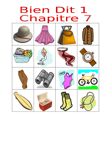 Bien Dit 1 Chapitre 7 Bingo