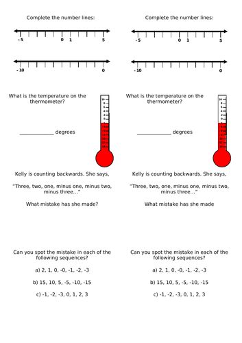 Year 4 - Negative numbers