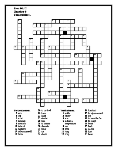 Bien Dit 2 Chapitre 8 Vocabulaire 1 Crossword