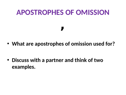 Apostrophe of Omission | Teaching Resources