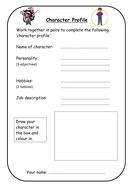 Character Profile Worksheets + CHARACTERS by Lresources4teachers