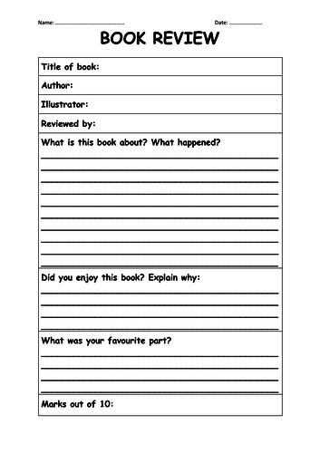 book review activities teaching resources