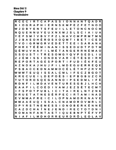 Bien Dit 2 Chapitre 9 Wordsearch