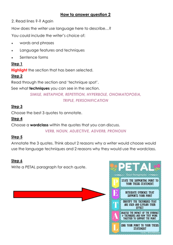How to answer Question 2 Language Paper 1 AQA | Teaching Resources