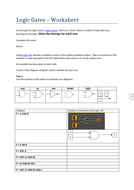 Logic Gates Truth Tables Worksheet | Teaching Resources