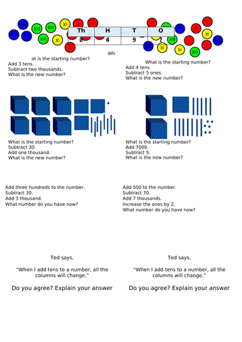 Year 4 - Adding and subtracting 1s, 10s, 100s and 1000s