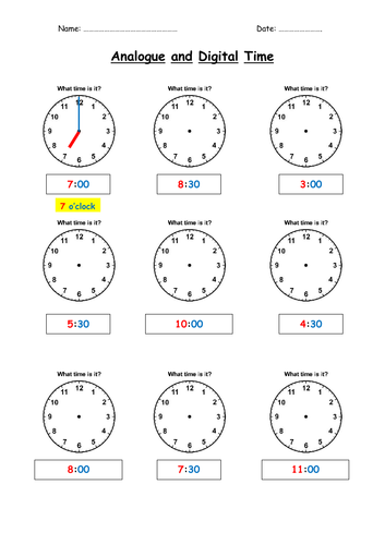 O'CLOCK and HALF PAST times on a clock face | Teaching Resources