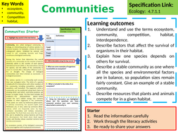 AQA GCSE Biology (Science) Ecology: Communities Lesson | Teaching Resources