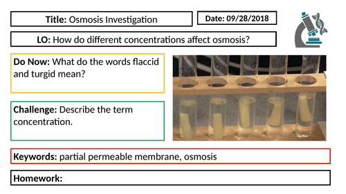 AQA GCSE Biology New Specification - B1 Osmosis Practical | Teaching ...