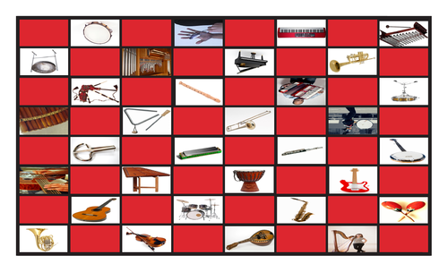 Musical Instruments Legal Size Photo Checkerboard Game | Teaching Resources