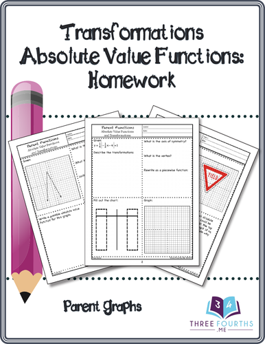 Transformations Absolute Value Functions: Homework | Teaching Resources