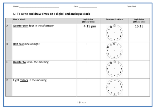 Teaching Time - 5-page booklet!