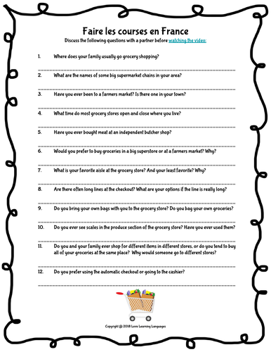 faire les courses en france a lesson on french culture teaching resources