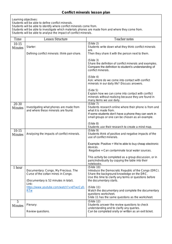 Conflict Minerals Where Does Your Phone Come From Congo Documentary Teaching Resources