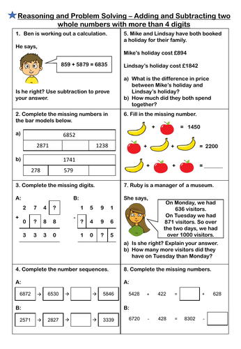 addition and subtraction reasoning and problem solving year 5